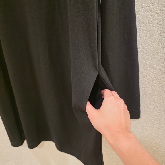 FUZZI Mock Neck Long Sleeve Mini Dress Small Black With Pockets Made in Italy - Picture 4 of 11